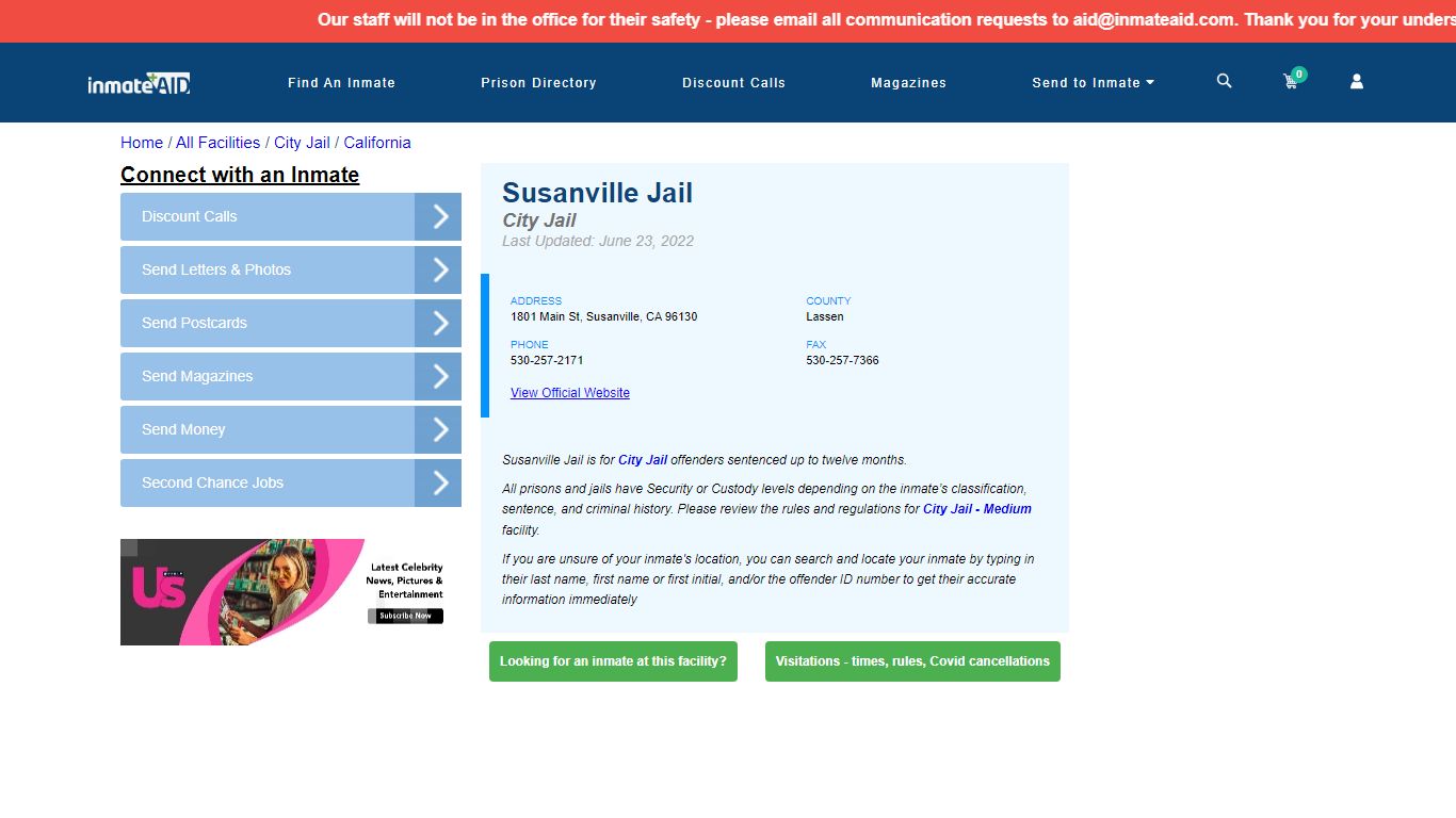 Susanville Jail | Inmate Locator