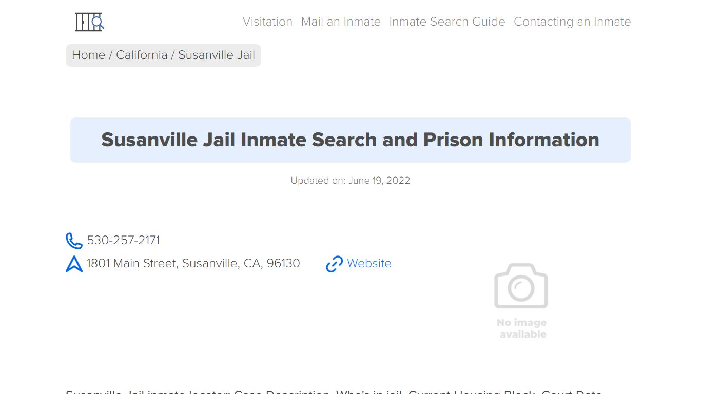 Susanville Jail Inmate Search, Visitation, Phone no ...