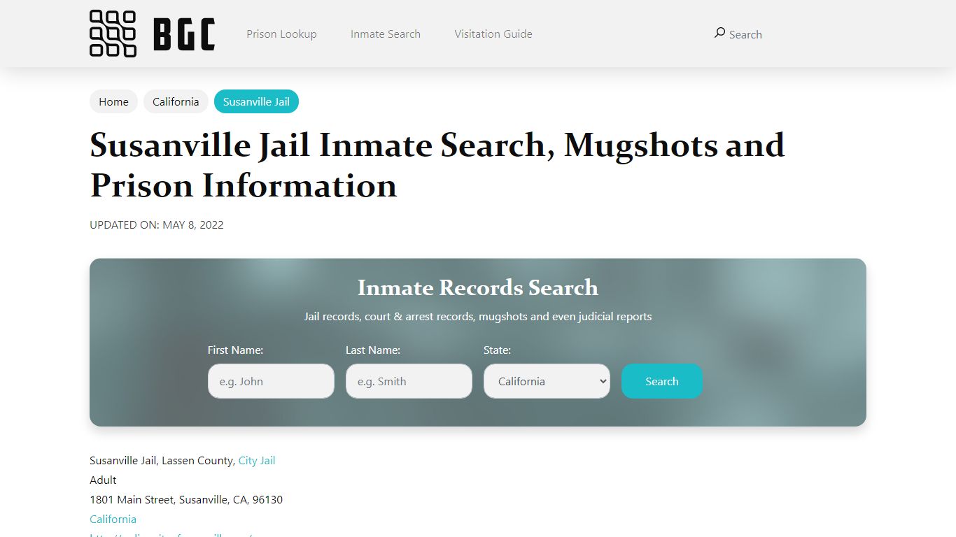 Susanville Jail Inmate Search, Mugshots, Visitation, Phone ...